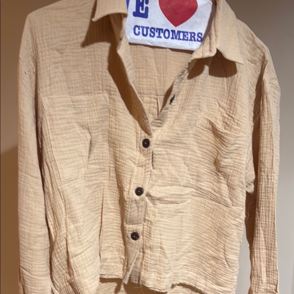 Ladies Tan Casual gauze top